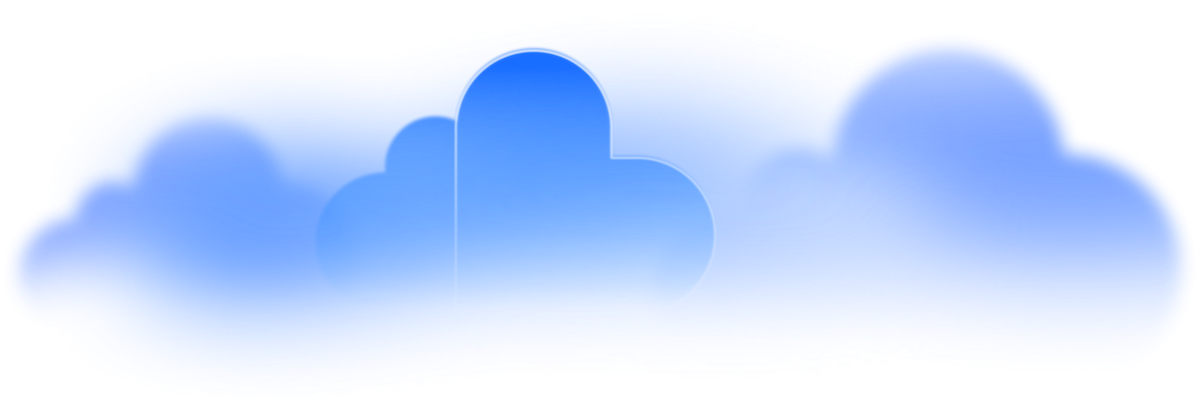 Stylized cloud illustration with blue clouds