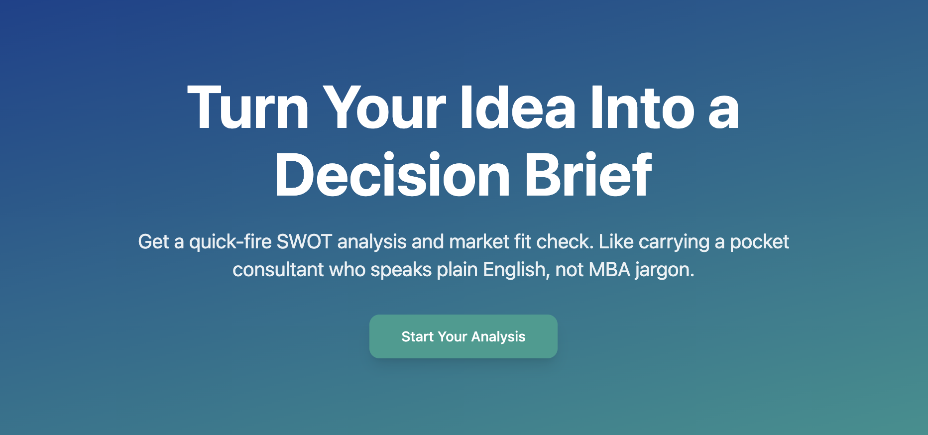 Screenshot of Decision SWOT Bot