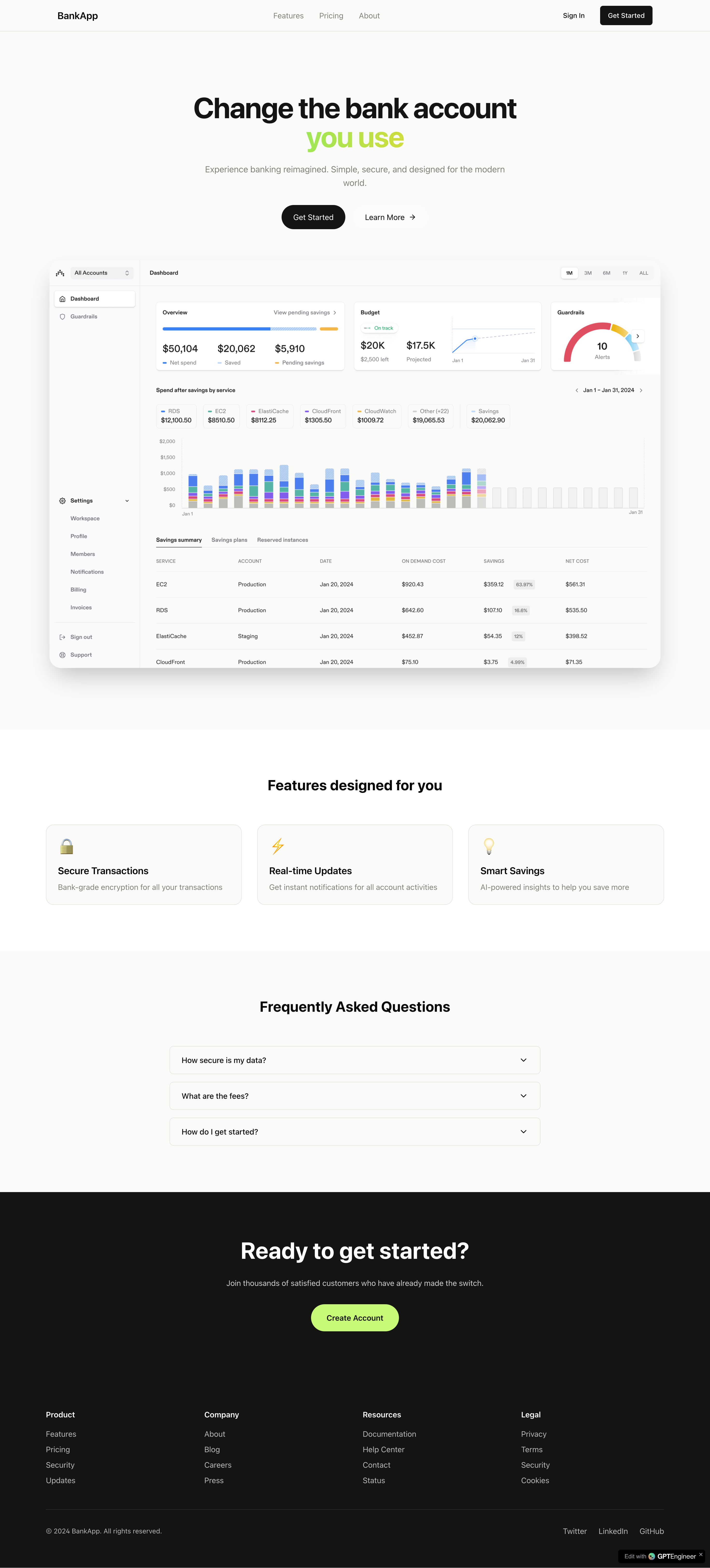 Screenshot of Modern Business Landing Page