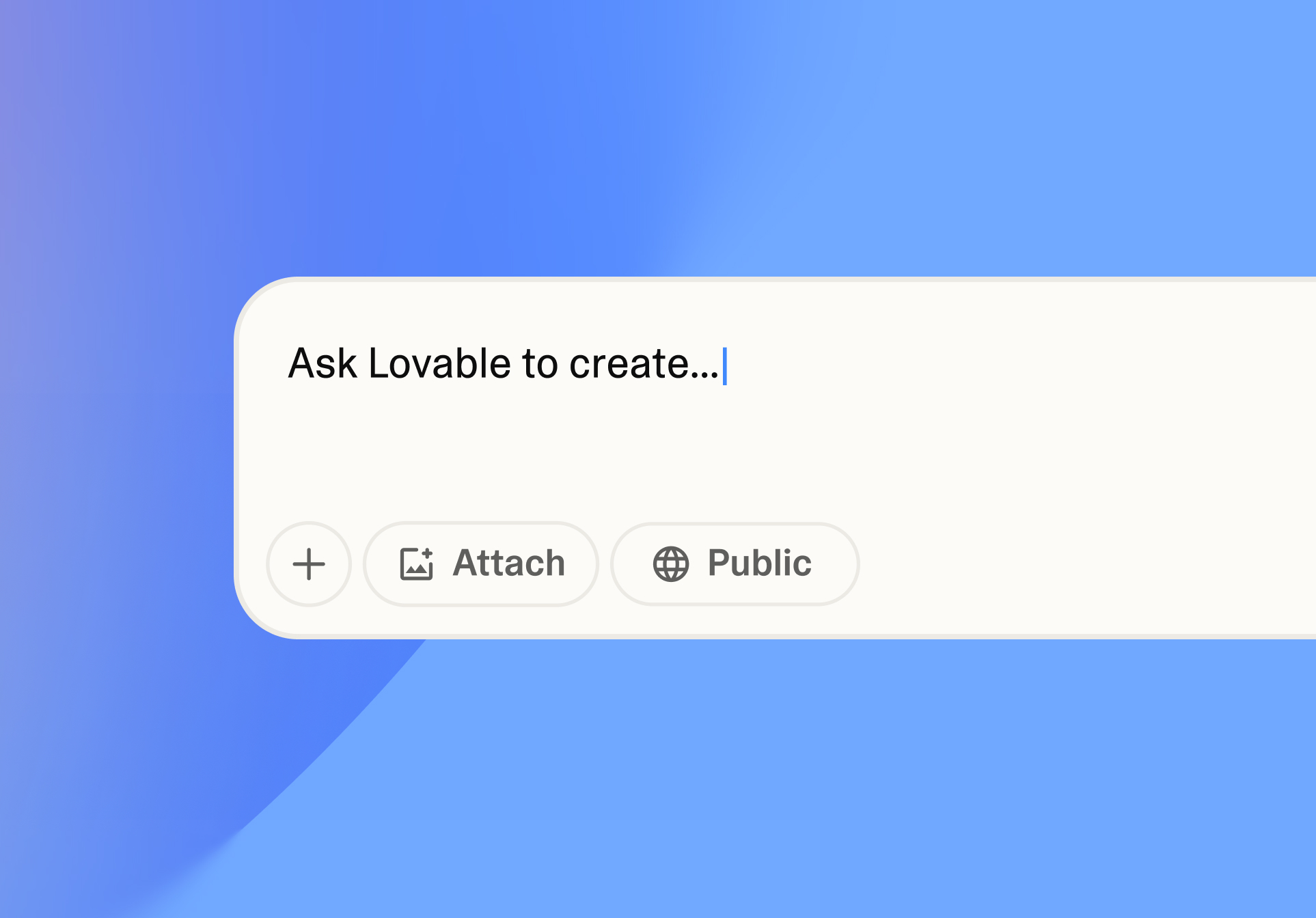 Official Lovable prompt interface showing the Ask Lovable to create field