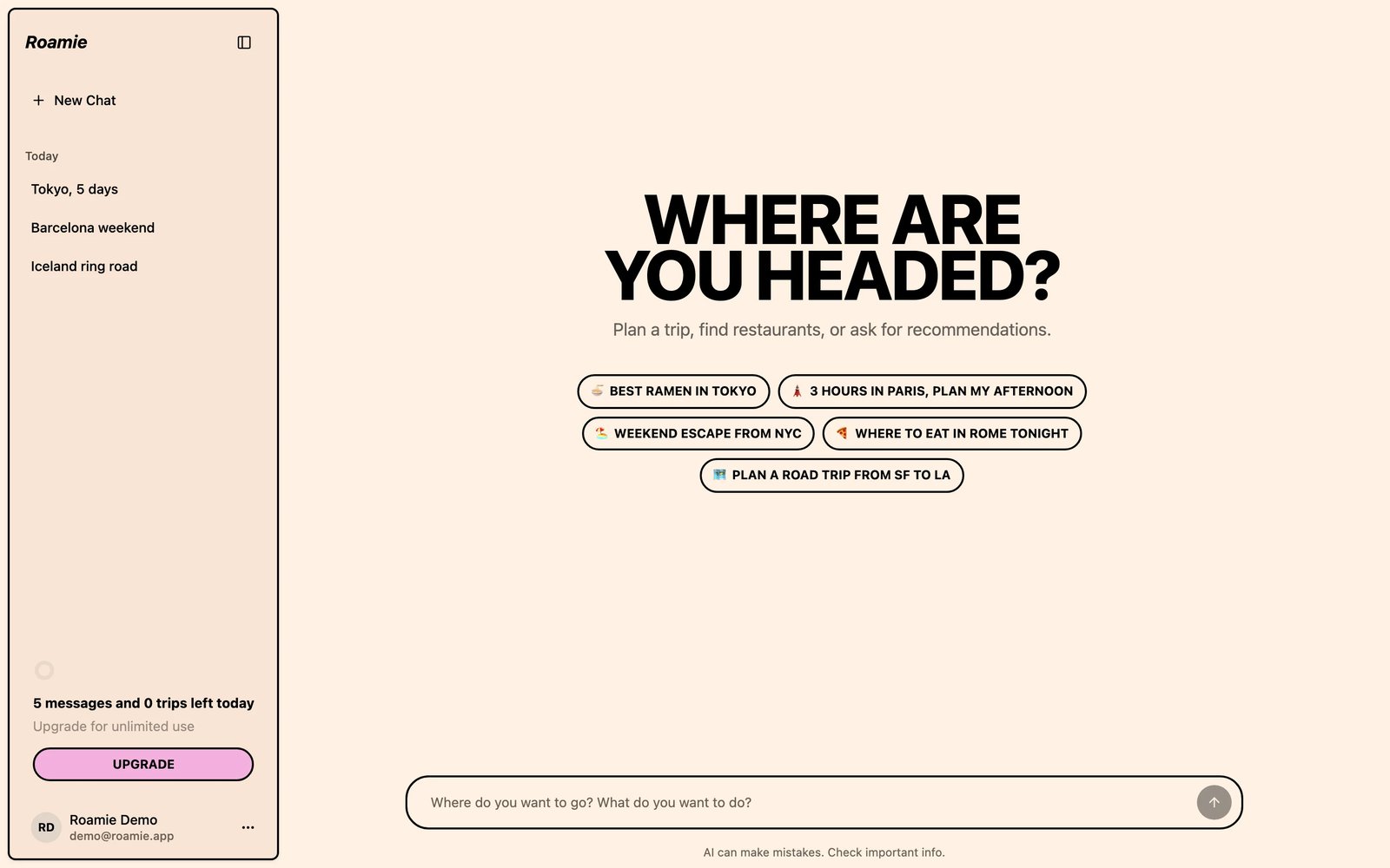 Preview of AI Trip Planner Template