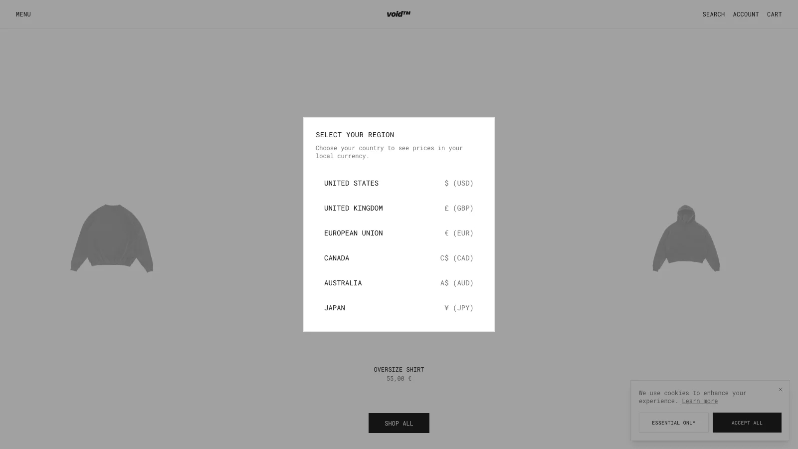 Loading preview of VOID Ecommerce