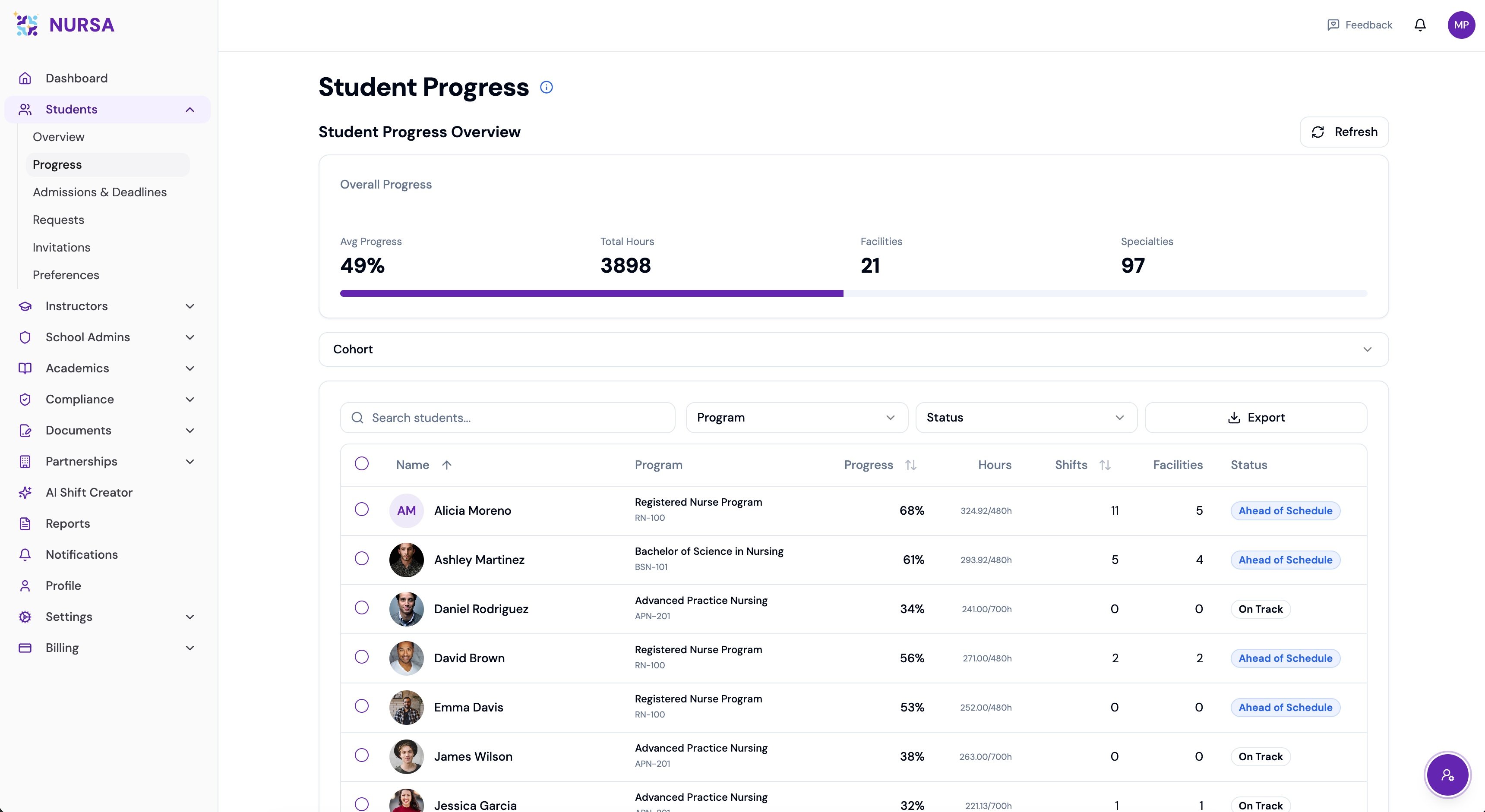 Nursa Study shift scheduler and portal
