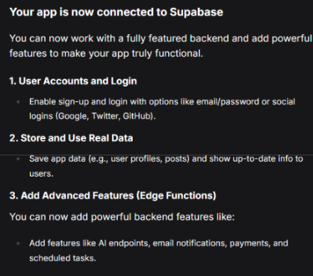 app connected to supabase