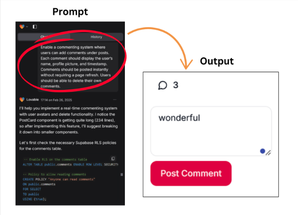 Commenting functionality prompt