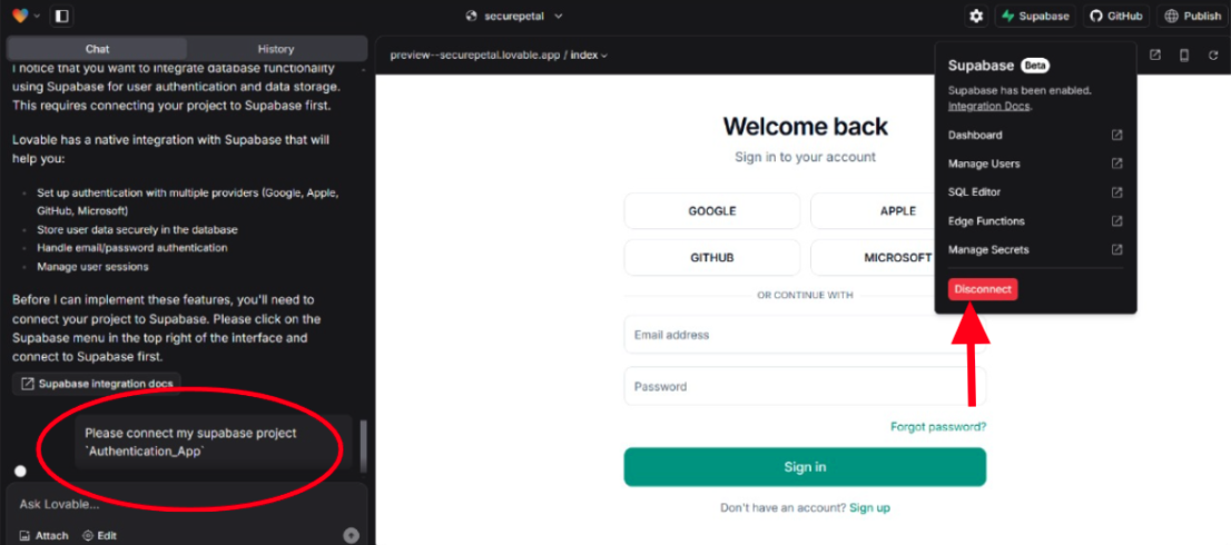 connecting supabase with lovable