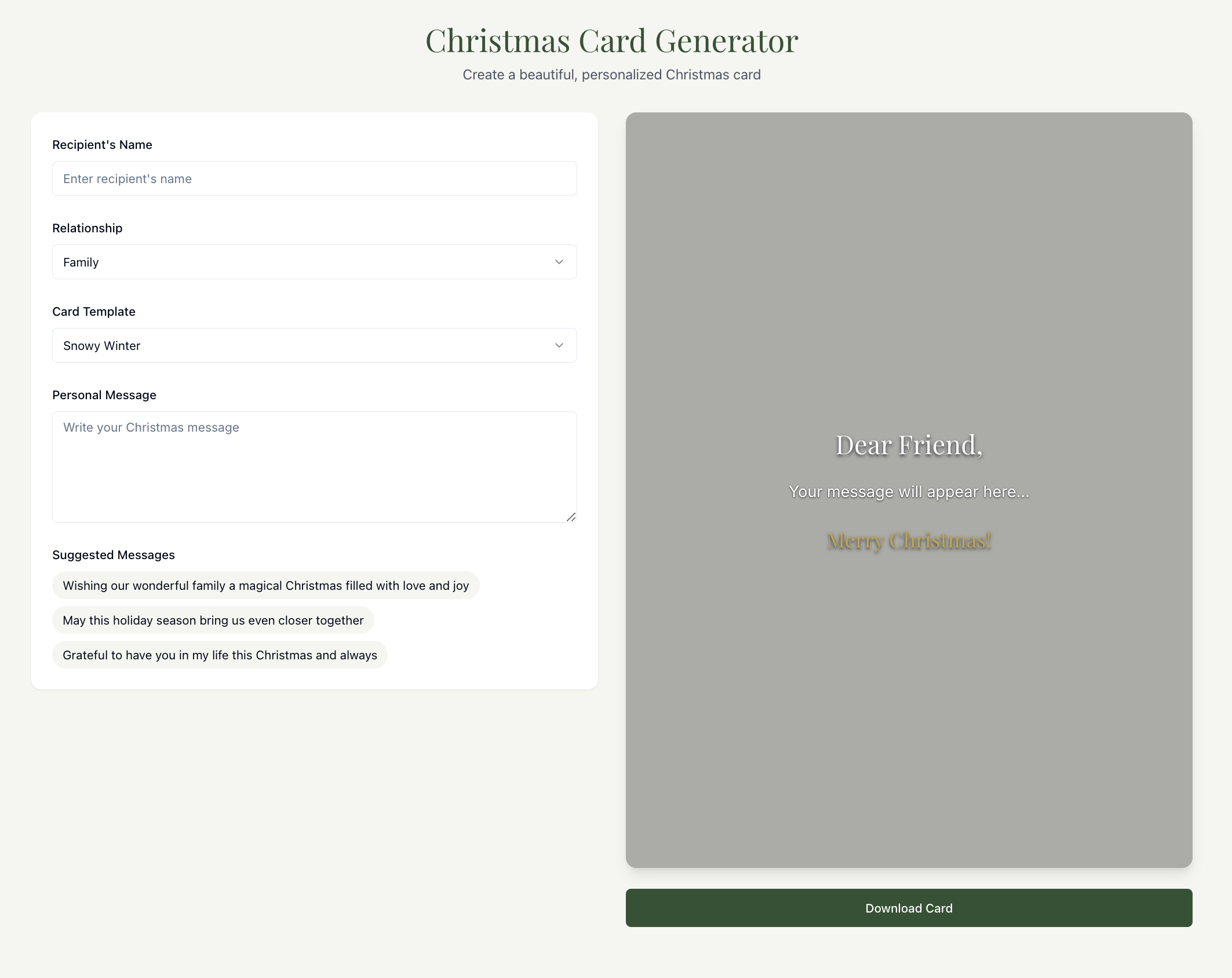 Christmas card generator 