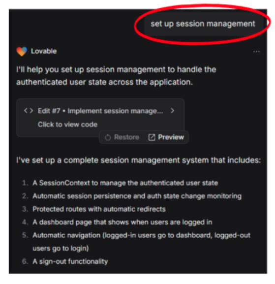 set up session management 